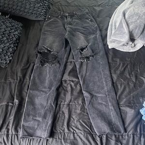 Black Ripped Mom Jeans